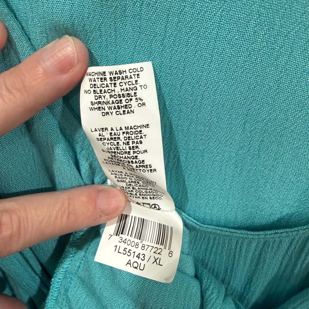 Karen Kane Island Rhythm Layer Drape Top Aqua XL Made in USA - Picture 6 of 7